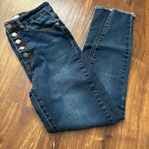 Raw Hem Skinny Jeans-Nature Denim